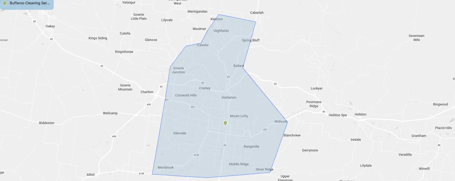 a image showcasing the service area of Buffaroo Cleaning Services